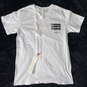 OFF WHITE Scaffold Arrows Logo Tee White with Black Print Tags On.